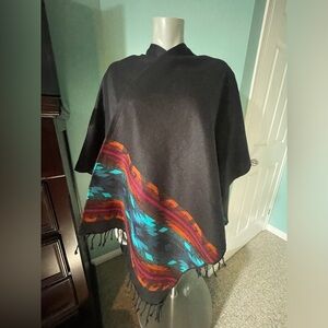 ALPACA Wool Blend Wrap with Colorful Aztec Pattern - Made in Ecuador